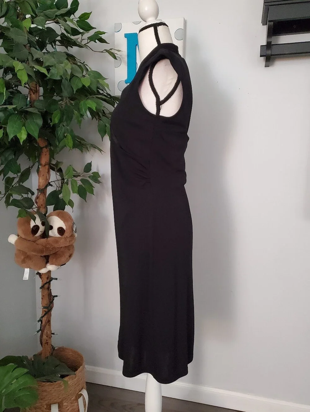 WHITE HOUSE BLACK MARKET Faux Wrap Open Back Midi Dress M